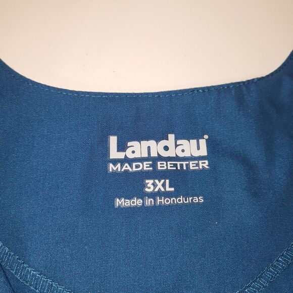 NEW Landau 3XL Blue Medical Scrub Jacket Snap Front Cuffs Pockets 35% Cotton - Picture 3 of 14